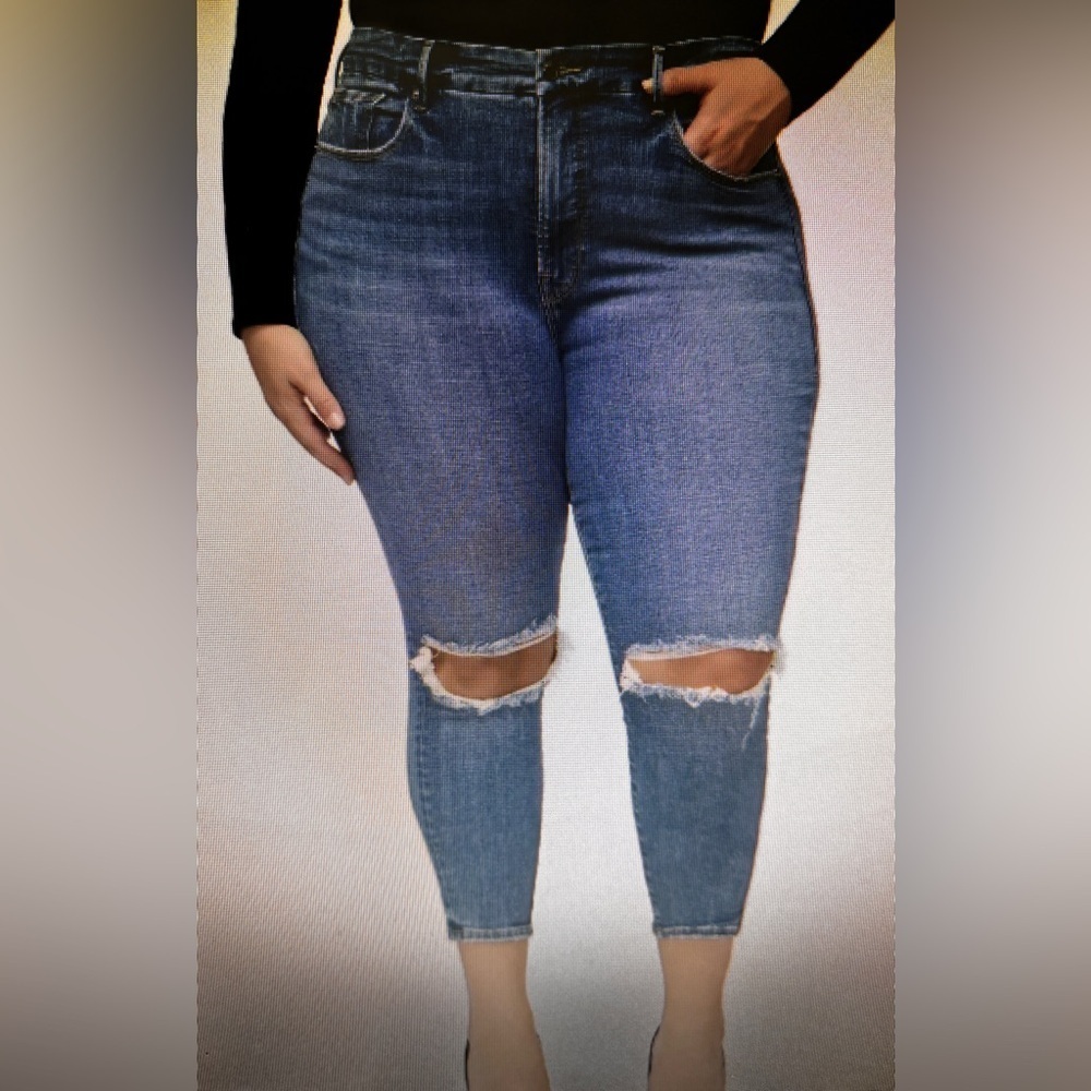 Good American Good Legs Crop Skinny High Rise Women 22/27 Denim Jean - Picture 4 of 10